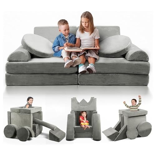 BVCL Kindersofa, 15-teiliges modulares Kindersofa-Set mit umbaubaren Schaumstoffblöcken, Spielzimmer-Bausatz von BVCL