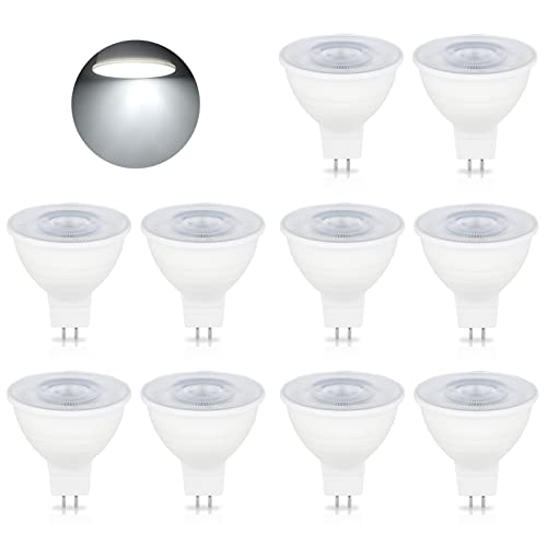 BVCL MR16 GU5.3 LED Lampen, 5W 500LM Dimmbar MR16 Spot LED Glühbirne AC 220-240V, Ersatz für 50W Halogenlampe, 120° Abstrahlwinkel (Color : Cool White 6000K, Size : 10 PCS) von BVCL