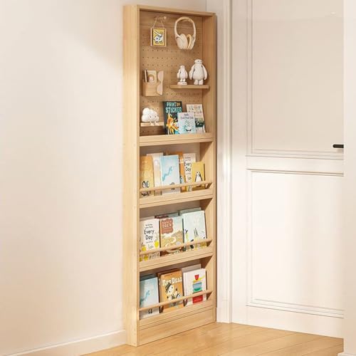Bücherregal hinter der Tür, Schmales Bücherregal aus Holz mit Haken, 178cm Höhe, Platzsparend für Schlafzimmer, Wohnzimmer, Büro(2 Hooks,Width 40cm) von BVCL