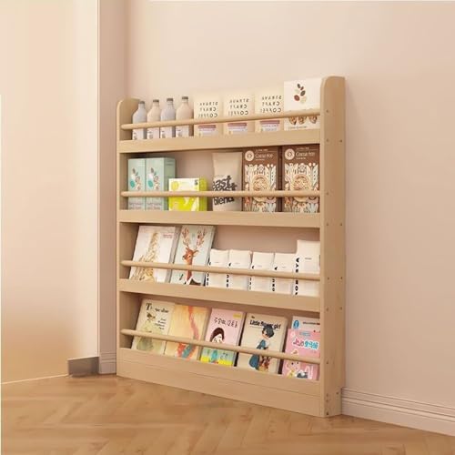 Bücherregal hinter der Tür, Schmales Regal mit 3-6 Fächern, Kippschutz & Platzsparend für Schlafzimmer, Wohnzimmer, Büro(4 Floors,Width 100cm) von BVCL