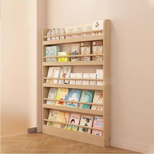 Bücherregal hinter der Tür, Schmales Regal mit 3-6 Fächern, Kippschutz & Platzsparend für Schlafzimmer, Wohnzimmer, Büro(5 Floors,Width 100cm) von BVCL
