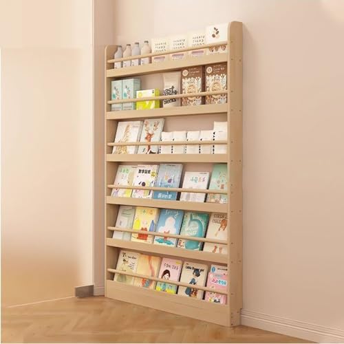 Bücherregal hinter der Tür, Schmales Regal mit 3-6 Fächern, Kippschutz & Platzsparend für Schlafzimmer, Wohnzimmer, Büro(6 Floors,Width 70cm) von BVCL