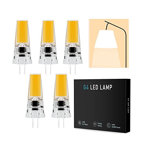 G4 LED Lampe, Warmweiß 3000K, dimmbare 5W G4 LED Birnen, 450LM, ersatz g4 Halogen Leuchtmittel 40W, Kein Flackern, AC/DC 12-24V(Color : Bianco Caldo, Size : 5 Pack) von BVCL