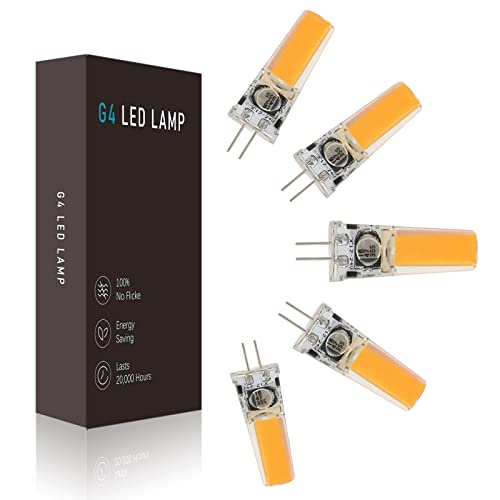 G4 LED Lampen, 12V-24V AC/DC 450LM Dimmable, 5W LED Birnen Bulbs Birnen ersetzt 50W Halogenlampen, 360 Grad Lichtstrom Winkel, G4 LED Glühlampe Kein Flackern, 5er-Pack (Color : Warmweiß) von BVCL