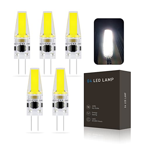 G4 LED Lampen, 3W G4 LED Birnen,Ersatz für 30W Halogenlampen,270 Lumen,AC/DC 12-24V,360° Lichtwinkel, für Badezimmerschrank und Esszimmer,Kein Blitz,5er Pack (Color : Bianco Freddo, Size : 3W) von BVCL