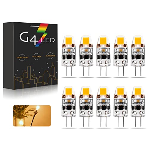 G4 LED Lampen, AC/DC 12-24V 2W Dimmbar G4 LED Birnen Warmes Weiß 3000K 180LM, Ersatz für 20W Halogenlampen, Kein Flackern, 10 Stück von BVCL