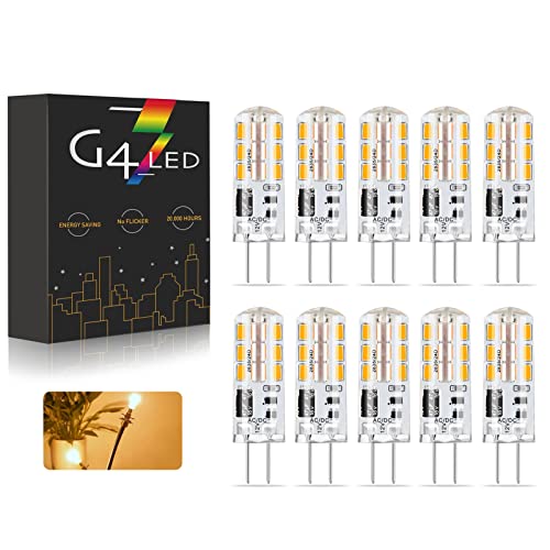G4 LED Lampen, AC/DC 12V 2W G4 LED Birnen Kaltweiß 6000K 200LM, Ersatz für 20W Halogenlampen, Nicht Dimmbar Kein Flackern, 10 Stück von BVCL
