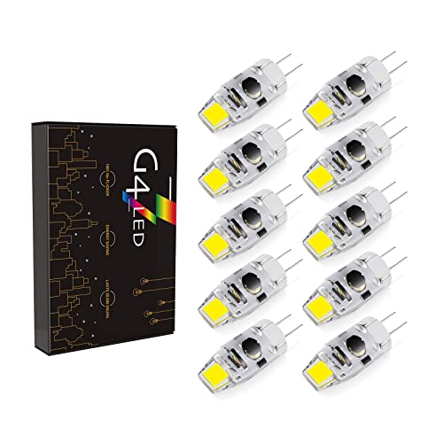 G4 LED Lampen, Dimmbar 2W G4 LED Birnen, 180LM, ersetzt 20W Halogenlampen, AC/DC 12-24V, kleine Glühbirnen Kein Flackern, 10er Pack (Color : Cool White 6000K) von BVCL