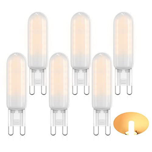 G9 LED Lampen 5W (entspricht 50W Halogenlampe), Warmweiß 3000K 500LM G9 LED Leuchtmittel 220-240V, kein Flackern, nicht dimmbar, 6er Pack von BVCL
