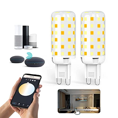 G9 Smart Bulbs, Smart WiFi Dimmable G9 LED Bulb Lamp, 4W 400LM 220V, App or Voice Control, Funktioniert mit Alexa, Google Home, Kein Hub erforderlich (40W Halogen Äquivalent) (Size : 2pcs) von BVCL