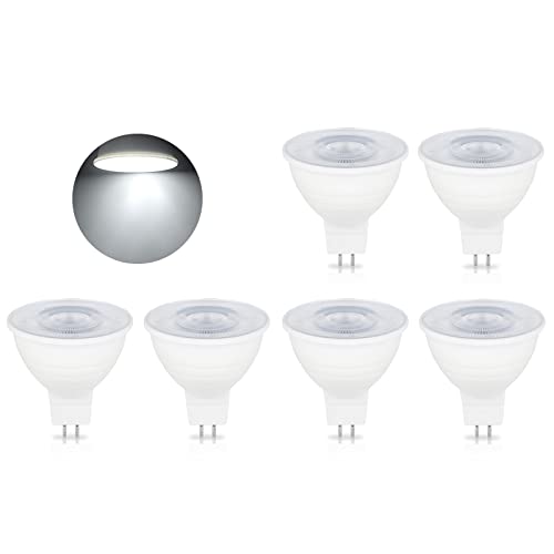 MR16 GU5.3 LED Lampen, 5W Kaltweiß 6000K 500LM AC/DC 12V Dimmbar MR16 Spot LED Glühbirne, Ersatz für 50W Halogenlampe, 120° Abstrahlwinkel, 6er Pack von BVCL