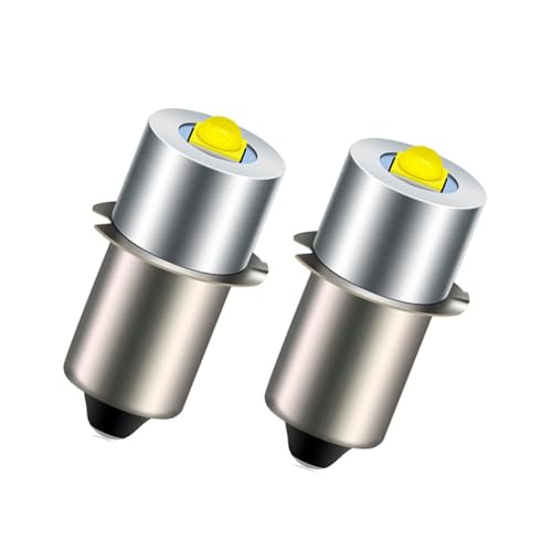 P13.5S LED Ersatzlampe für Taschenlampen & Scheinwerfer, 3W 6-24V DC Hochleistungs-LED, Kompatibel mit Maglite/Ledlenser, 2er Pack(White 6000K) von BVCL