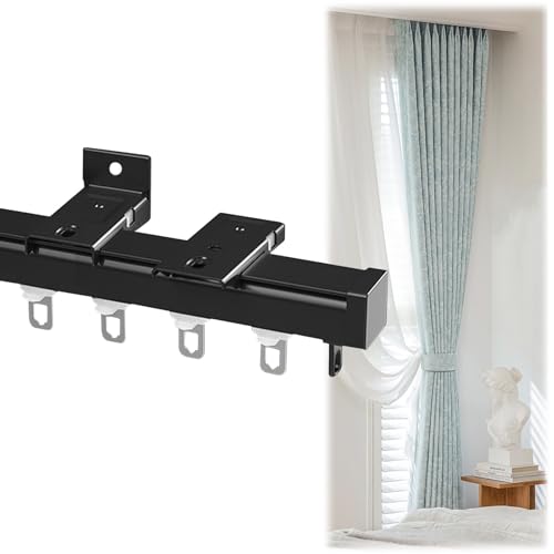 330 cm, 340 cm, 600 cm, flexible Aluminium-Deckenvorhangschiene, Raumteiler, Vorhangschiene mit stummen Rollen, Deckenvorhangschiene, für Wohnmobil, Erkerfenster (Schwarz, 330 cm) von BVDHASDBT