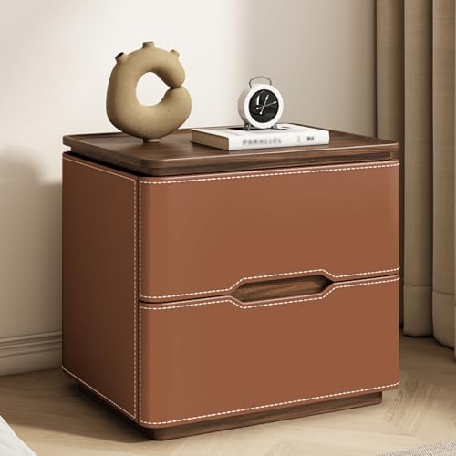 BVDHASDBT Einfach Moderner Nachttisch, Kleine Kommode, Moderner Beistelltisch, Geschwungenes Profildesign for Schlafzimmer, Wohnzimmer, Büros, Mit Tiefen Schubladen(Dark orange,50x40x50cm) von BVDHASDBT
