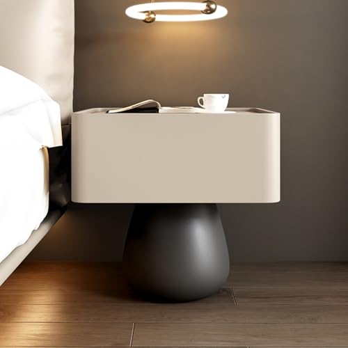 BVDHASDBT Einfach Moderner Nachttisch, Nachttisch Aus Holz, Glatter Und Runder Fußständer Aus Metall, Hochglanz-Beistelltisch, for Schlafzimmer, Schrank, Wohnheim(Brown,50x40x49cm) von BVDHASDBT