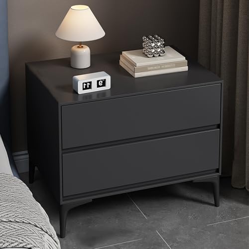 BVDHASDBT Kleiner Beistelltisch for Schlafzimmer, Nachttisch Aus Holz, Geschwungenes Profildesign, Metallbeine, for Schlafzimmer, Wohnzimmer, Geschwungenes Profildesign(Black,50x40x50cm) von BVDHASDBT