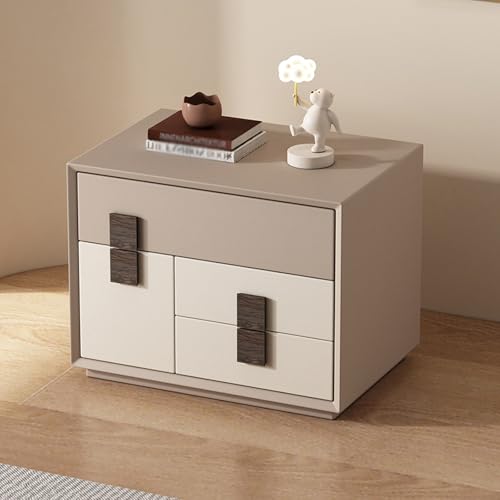 BVDHASDBT Kleiner Beistelltisch für Schlafzimmer, Nachttisch, kleine Kommode, Nachttisch aus Holz, gebogenes Profil-Design, für Schlafzimmer, Wohnzimmer, Büros (Khaki, 60 x 40 x 50 cm) von BVDHASDBT