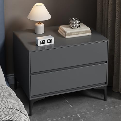 BVDHASDBT Kleiner Beistelltisch für Schlafzimmer, Nachttisch aus Holz, gebogenes Profil-Design, Metallbeine, für Schlafzimmer, Wohnzimmer, gebogenes Profil-Design (Dunkelgrau, 35 x 40 x 50 cm) von BVDHASDBT