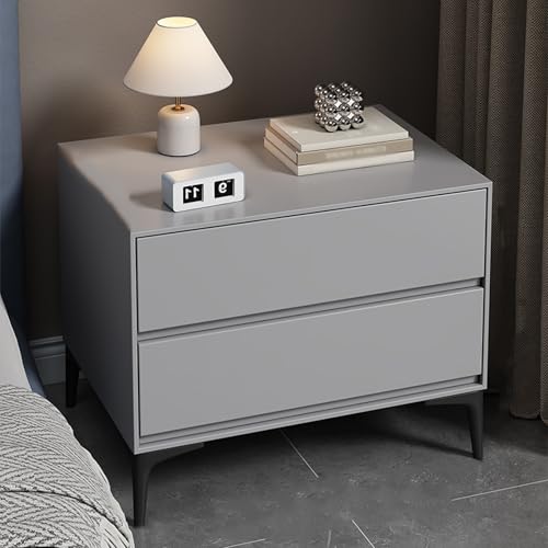 BVDHASDBT Kleiner Beistelltisch für Schlafzimmer, Nachttisch aus Holz, gebogenes Profil-Design, Metallbeine, für Schlafzimmer, Wohnzimmer, gebogenes Profil-Design (Hellgrau, 50 x 40 x 50 cm) von BVDHASDBT