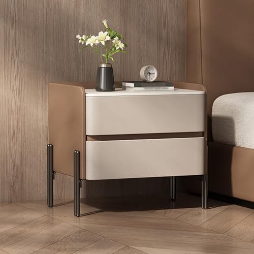 BVDHASDBT Moderner Beistelltisch, kleiner Beistelltisch für Schlafzimmer, Kommode aus Holz, Metallbeine für Schlafzimmer, Wohnzimmer, geschwungenes Profil-Design (helles Kaffeebraun, 50 x 40 x 50 cm) von BVDHASDBT