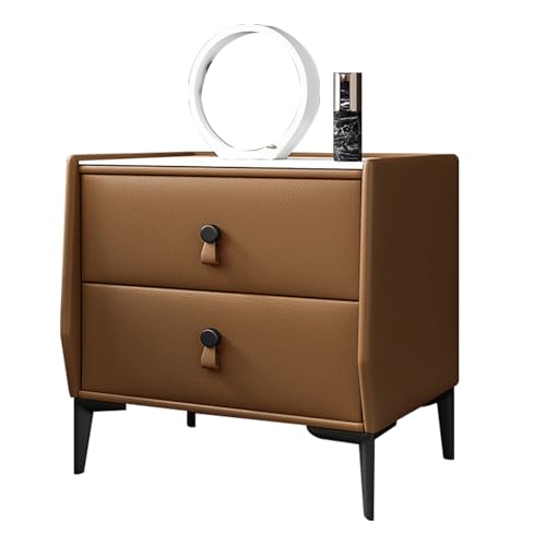 BVDHASDBT Moderner Nachttisch, Nachttisch, kleine Kommode, gebogenes Profil-Design, erweiterte Oberfläche der Felsplatte, für Wohnzimmer, Flur, Eingangsbereich (Orange) von BVDHASDBT