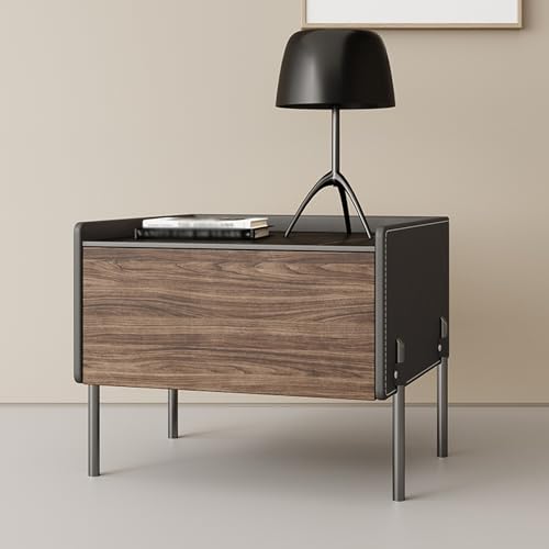 BVDHASDBT Moderner Nachttisch, einfach moderner Nachttisch, Massivholzschrank, stabile und langlebige Metallbeine, für Schlafzimmer und kleine Räume (Dunkelgrau, 50 x 40 x 50 cm) von BVDHASDBT