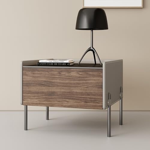 BVDHASDBT Moderner Nachttisch, einfach moderner Nachttisch, Massivholzschrank, stabile und langlebige Metallbeine, für Schlafzimmer und kleine Räume (Grau, 60 x 40 x 50 cm) von BVDHASDBT