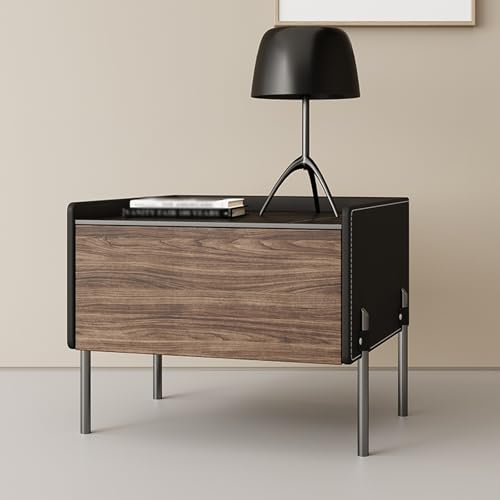 BVDHASDBT Moderner Nachttisch, einfach moderner Nachttisch, Massivholzschrank, stabile und langlebige Metallbeine, für Schlafzimmer und kleine Räume (Schwarz, 60 x 40 x 50 cm) von BVDHASDBT