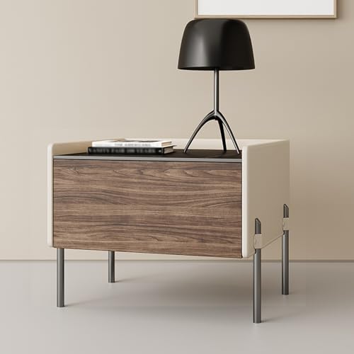 BVDHASDBT Moderner Nachttisch, einfach moderner Nachttisch, Massivholzschrank, stabile und langlebige Metallbeine, für Schlafzimmer und kleine Räume (Weiß, 50 x 40 x 50 cm) von BVDHASDBT