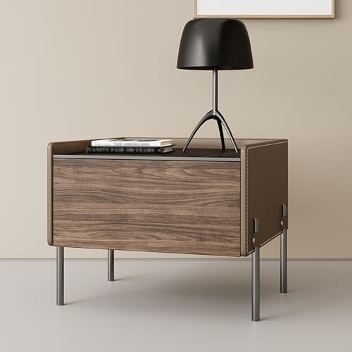 BVDHASDBT Moderner Nachttisch, einfach moderner Nachttisch, Massivholzschrank, stabile und langlebige Metallbeine, für Schlafzimmer und kleine Räume (heller Kaffee, 50 x 40 x 50 cm) von BVDHASDBT