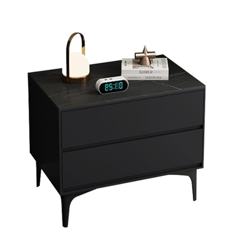BVDHASDBT Moderner Nachttisch aus Holz, Nachttisch, kleine Kommode, gebogenes Profil-Design, einfach moderner Nachttisch, für Schlafzimmer, Wohnzimmer, Büro (Schwarz, 50 x 40 x 50 cm) von BVDHASDBT