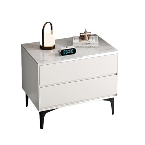 BVDHASDBT Moderner Nachttisch aus Holz, Nachttisch, kleine Kommode, gebogenes Profil-Design, einfach moderner Nachttisch, für Schlafzimmer, Wohnzimmer, Büro (weiß, 50 x 40 x 50 cm) von BVDHASDBT