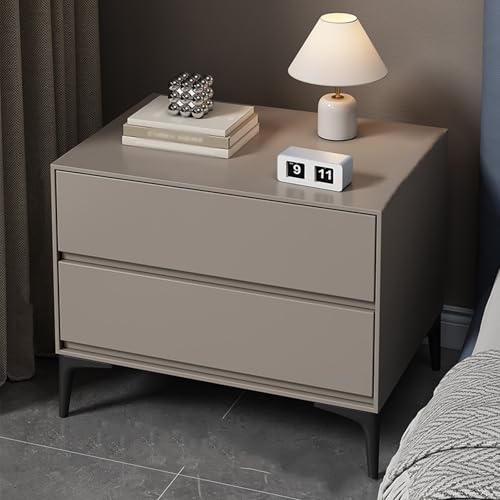 BVDHASDBT Moderner Nachttisch aus Holz, Nachttisch, kleine Kommode, moderner Beistelltisch, Karbonstahl, Schrankfüße für Schlafzimmer, Wohnzimmer, geschwungenes Profil-Design (Beige, 30 x 40 x 50 cm) von BVDHASDBT