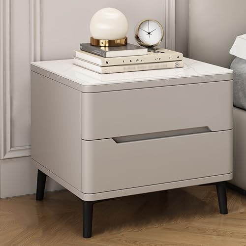 BVDHASDBT Moderner Nachttisch aus Holz, Schlafzimmeraufbewahrungsschublade, gebogenes Profil-Design, Felsplatte, Schreibtisch, moderner Beistelltisch, für kleine Räume, Schlafzimmer (Khaki, 40 x 40 x von BVDHASDBT