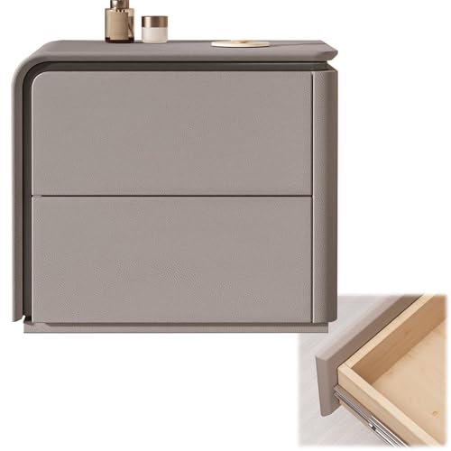 BVDHASDBT Nachttisch, kleine Kommode, Nachttisch aus Holz, einfach moderner Nachttisch, für Schlafzimmer, Wohnzimmer, geschwungenes Profil-Design (grau (links), 45 x 40 x 50 cm von BVDHASDBT