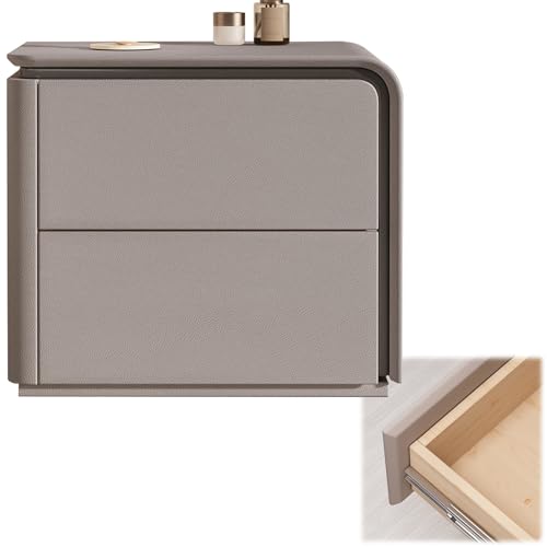 BVDHASDBT Nachttisch, kleine Kommode, Nachttisch aus Holz, einfach moderner Nachttisch, für Schlafzimmer, Wohnzimmer, geschwungenes Profil-Design (grau (rechts), 45 x 40 x 50 cm von BVDHASDBT