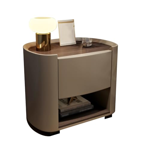 BVDHASDBT Nachttisch Aus Holz, Schlichter Moderner Nachttisch, Design Mit Verstecktem Griff Und Gebogenem Profil,45x40x50cm, 50x40x50cm, 55x40x50cm(Coffee,45x40x50cm) von BVDHASDBT
