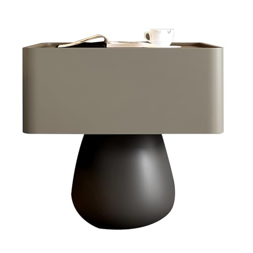 BVDHASDBT Nachttisch Mit Stauraum, Massivholz-Nachttisch Mit Metallfußstütze, Stabil Und Tragfähig, Mit Tiefen Schubladen, Moderner Beistelltisch, for Schlafzimmer, Sofa(Grey,40x40x49cm) von BVDHASDBT