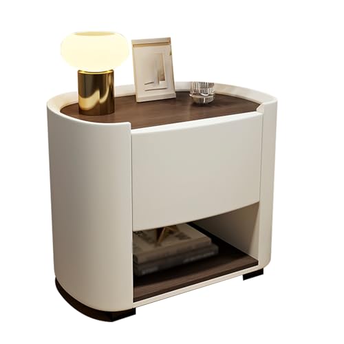 BVDHASDBT Nachttisch aus Holz, schlichter, moderner Nachttisch, versteckter Griff, gebogenes Profil-Design, 45 x 40 x 50 cm, 50 x 40 x 50 cm, 55 x 40 x 50 cm (Weiß, 55 x 40 x 50 cm) von BVDHASDBT