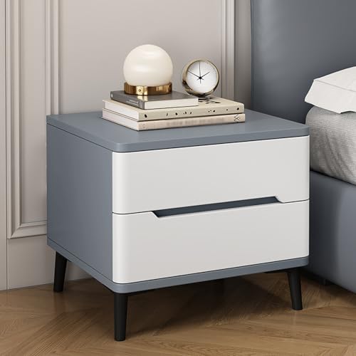 BVDHASDBT Nachttisch for Schlafzimmer, Kleine Kommode, Doppelte Saugnapfaufbewahrung, Rock Plate Desktop-Nachttisch for Schlafzimmer, Wohnzimmer(Dark Gray+White,40x40x49cm) von BVDHASDBT