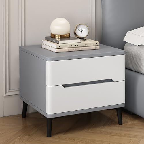BVDHASDBT Nachttisch for Schlafzimmer, Kleine Kommode, Doppelte Saugnapfaufbewahrung, Rock Plate Desktop-Nachttisch for Schlafzimmer, Wohnzimmer(Light Gray+White,40x40x49cm) von BVDHASDBT