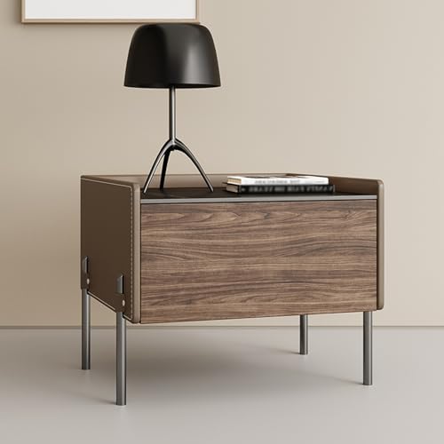 BVDHASDBT Nachttisch for Schlafzimmer, Kleine Kommode, Hochwertiger Kleiner Beistelltisch Aus Steinplatte In Einfacher Form for Schlafzimmer, Schlafsaal Und Wohnzimmer(Light Coffee,50x40x50cm) von BVDHASDBT
