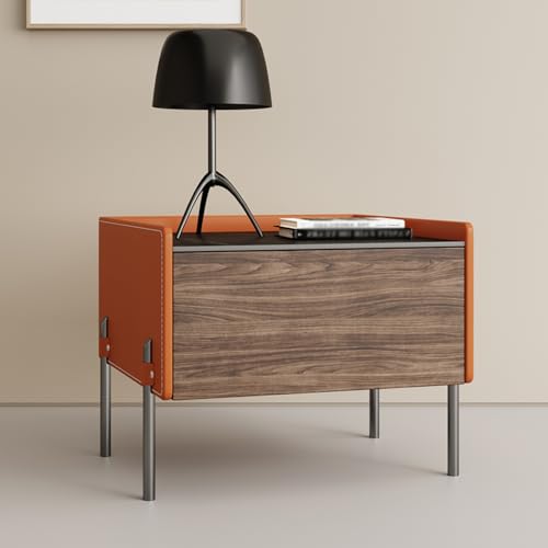 BVDHASDBT Nachttisch for Schlafzimmer, Kleine Kommode, Hochwertiger Kleiner Beistelltisch Aus Steinplatte In Einfacher Form for Schlafzimmer, Schlafsaal Und Wohnzimmer(Orange,60x40x50cm) von BVDHASDBT