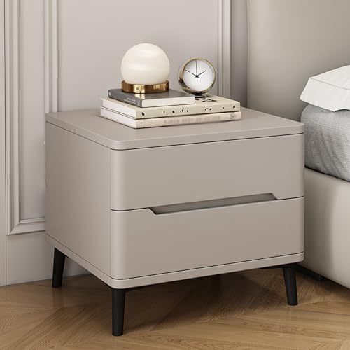 BVDHASDBT Nachttisch für Schlafzimmer, Nachttisch, kleine Kommode, doppelte Saugnapf-Aufbewahrung, Steinplatte, Schreibtisch-Nachttisch für Schlafzimmer, Wohnzimmer (Khaki, 40 x 40 x 49 cm) von BVDHASDBT