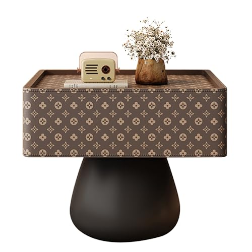BVDHASDBT Nachttisch mit Stauraum, Massivholz, Metallfußstütze, stabile Tragfähigkeit, mit tiefen Schubladen, moderner Beistelltisch, für Schlafzimmer, Sofa, Kaffee, 40 x 40 x 49 cm von BVDHASDBT