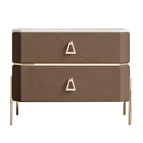 BVDHASDBT Regal, Nachttisch, moderner Beistelltisch, Nachttisch mit Stauraum, gebogenes Profil-Design mit Metallgriff, für Schlafzimmer, Kinderzimmer, Schrank, Wohnzimmer (Kastanie) von BVDHASDBT