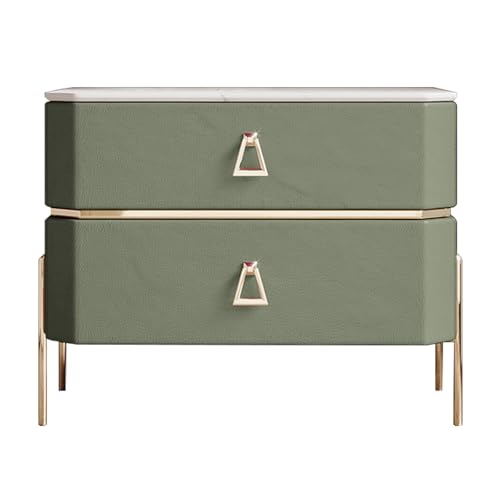 BVDHASDBT Regal, Nachttisch, moderner Beistelltisch, Nachttisch mit Stauraum, gebogenes Profil-Design mit Metallgriff, für Schlafzimmer, Kinderzimmer, Schrank, Wohnzimmer (Obstgrün) von BVDHASDBT