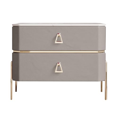 BVDHASDBT Regal, Nachttisch, moderner Beistelltisch, Nachttisch mit Stauraum, gebogenes Profil-Design mit Metallgriff, für Schlafzimmer, Kinderzimmer, Schrank, Wohnzimmer (grau) von BVDHASDBT