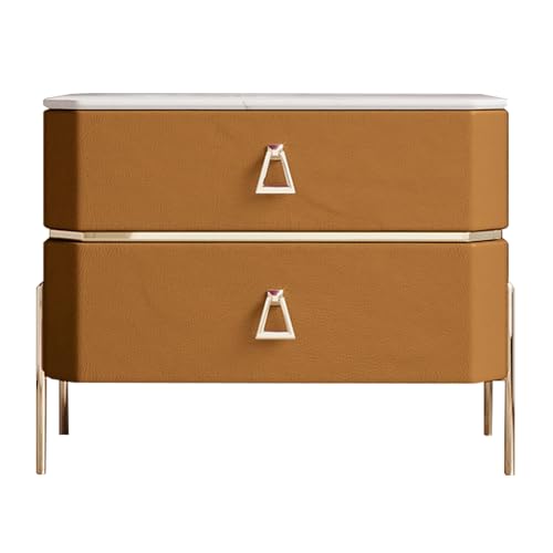 BVDHASDBT Regal-Nachttisch, Moderner Beistelltisch, Nachttisch Mit Stauraum, Geschwungenes Profildesign Mit Metallgriff for Schlafzimmer, Kinderzimmer, Schrank, Wohnzimmer(Orange) von BVDHASDBT