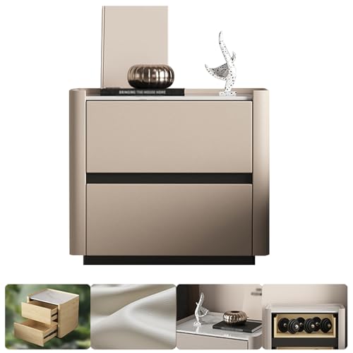 BVDHASDBT Regal Nachttisch aus Massivholz, Nachttisch, kleine Kommode, gebogenes Profil-Design für Schlafzimmer, Wohnzimmer, gebogenes Profil-Design (Khaki, 50 x 40 x 48 cm) von BVDHASDBT